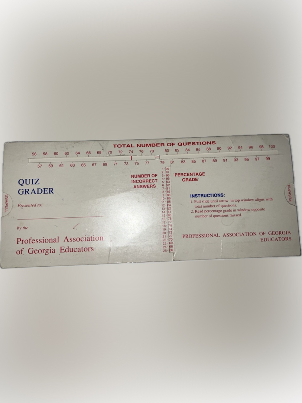 🍄 Vintage Quiz Grader Slide Rule Grade Calculator